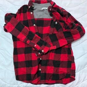 Abercrombie Red and Black Plaid Flannel Shirt